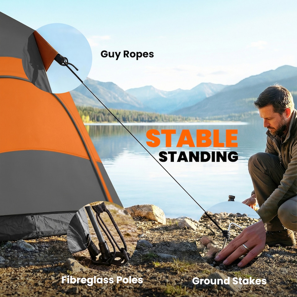 image 1 of Outsunny Double Layer Pop Up Tent with Rainfly, Portable Camping Shelter | Multi