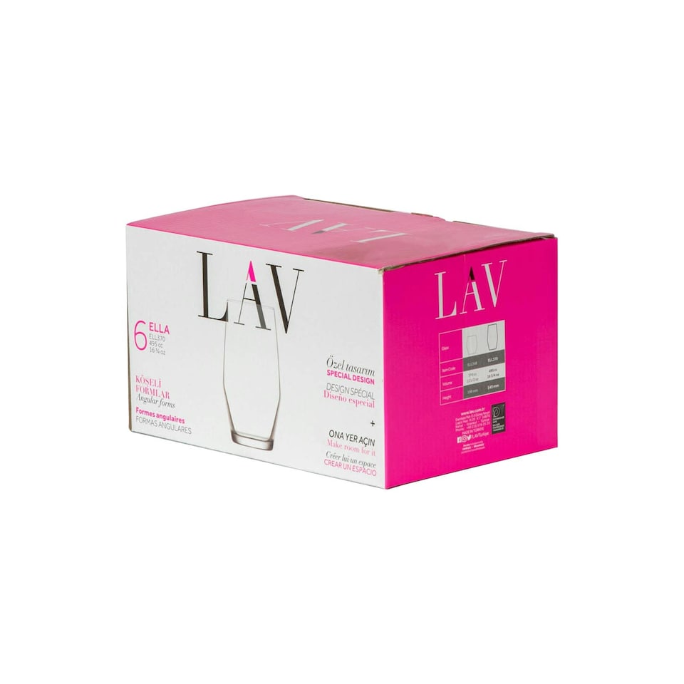 image 1 of LAV Ella Highball Glasses - 495ml - Clear - Pack of 6 Clear
