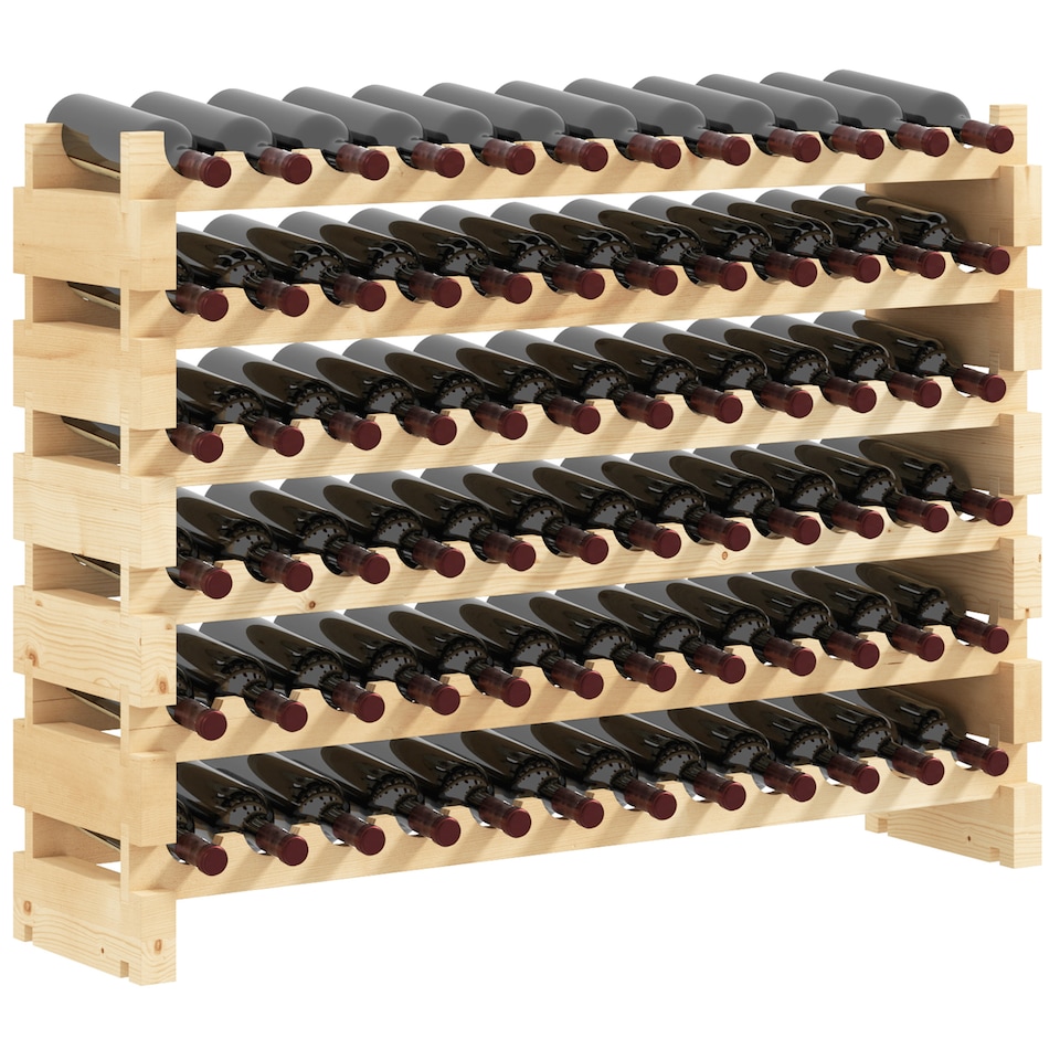 image 1 of HOMCOM Wooden Wine Rack 6 Tier Shelf for 72 Bottles Shelving Storage Holder