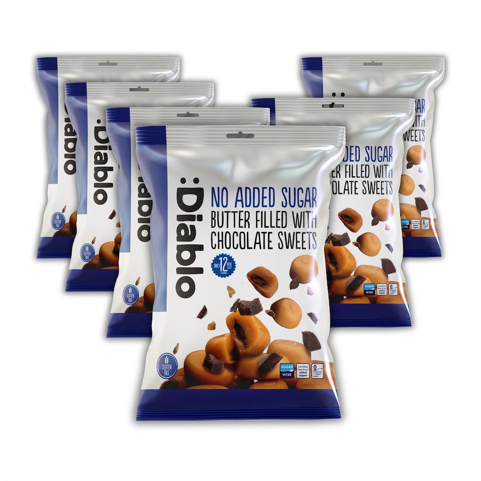 image 1 of Diablo No Added Sugar Chocolate Filled Butter Sweets 75g 6 Pack