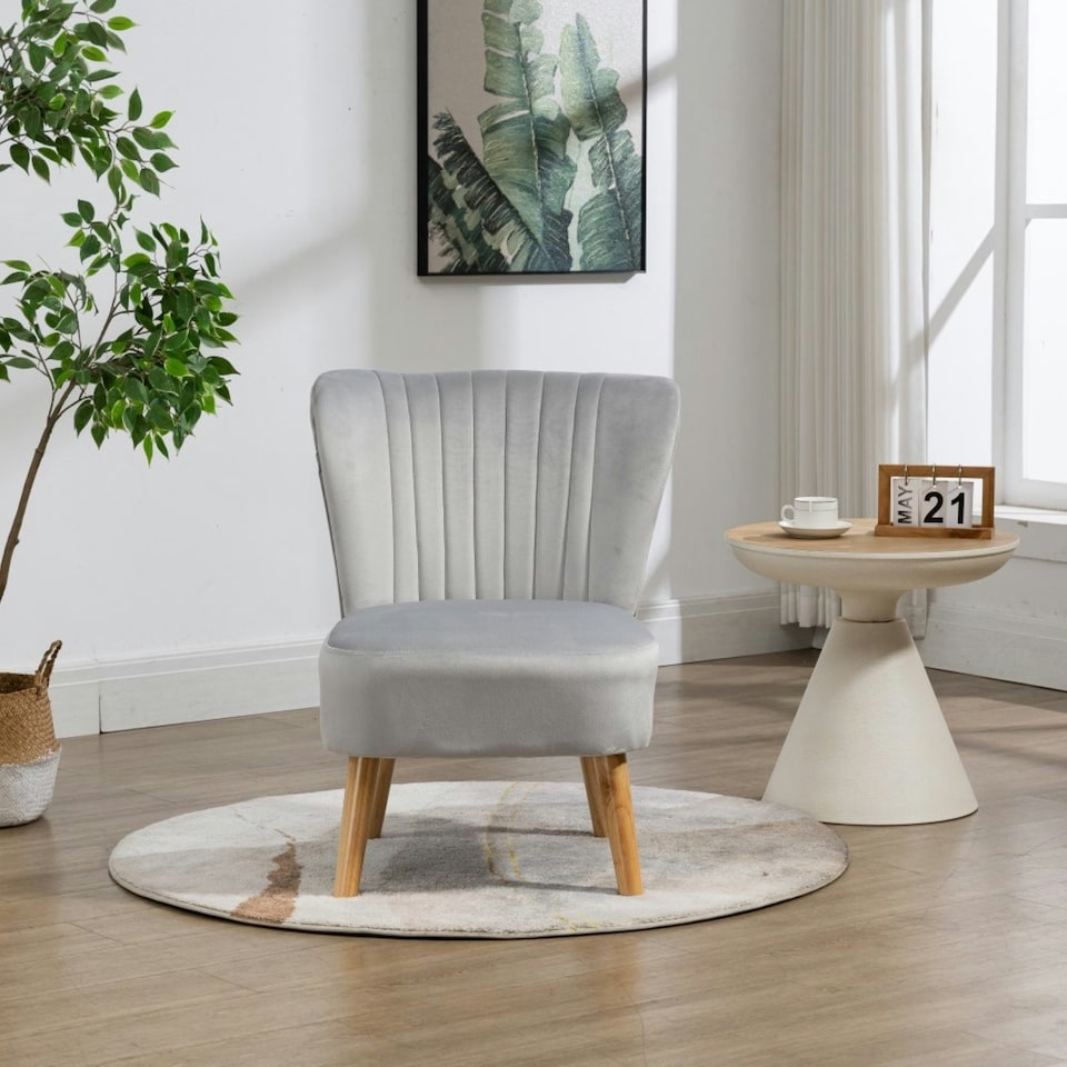 image 1 of Arezza Velvet Accent Chair - Silver
