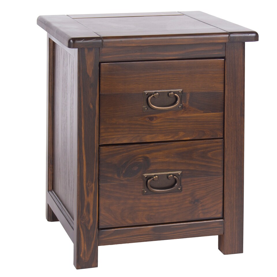 image 1 of Boston Handcrafted 2 Drawer Bedside Cabinet - Dark Brown Lacquer Finish, Colonial Design | Brown | Dark Brown | One Size | 1