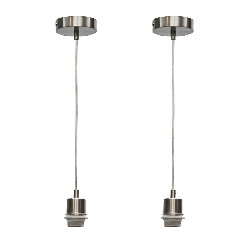 image 1 of Set of 2 Carss - Satin Nickel Ceiling Pendant Flex Suspension Kits for Easy Fit Shades | Chrome | 2