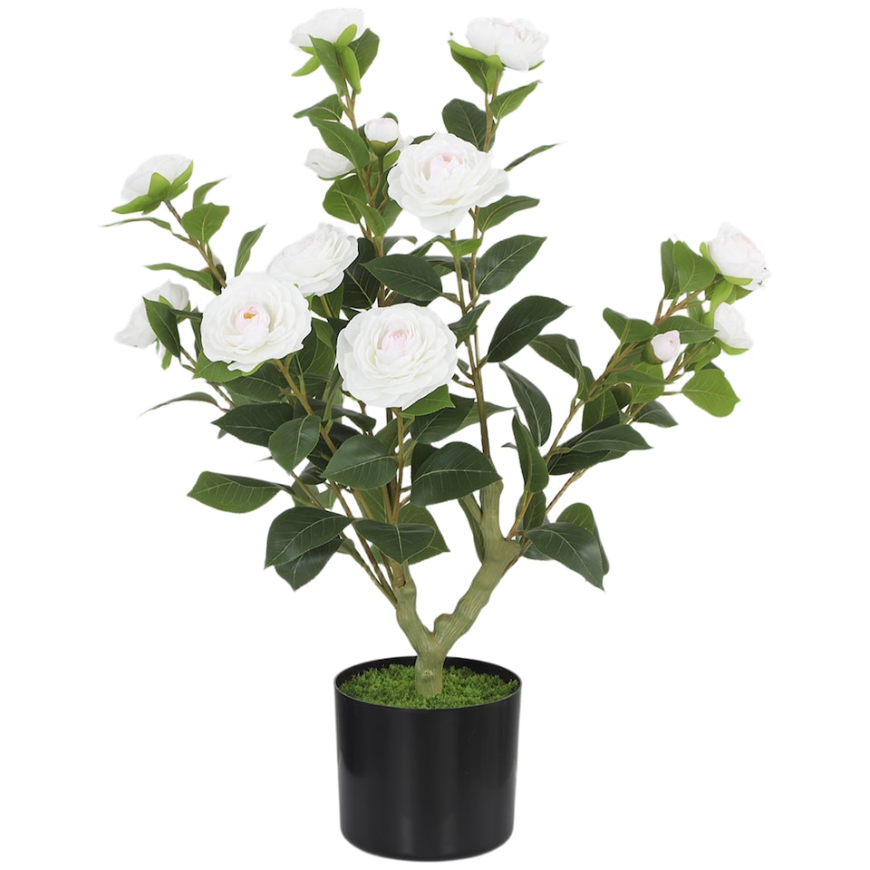 image 1 of HOMCOM 65cm Artificial Camellia Flower Plant with 116 Lush Leaves