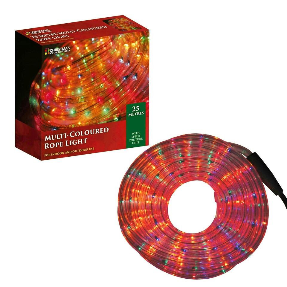 image 1 of The Christmas Workshop 74870 25m Multi-Coloured Rope Lights With Speed Control Unit
