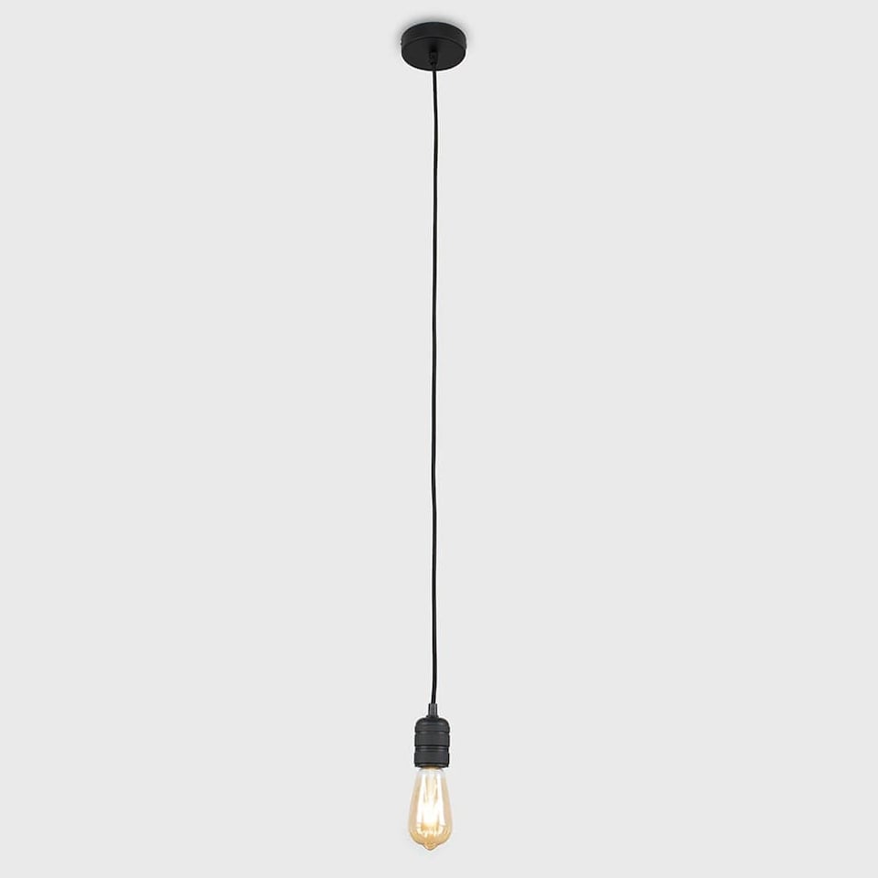 image 1 of ValueLights Casco Matte Black Ceiling Rose and Flex Lampholder Fitting