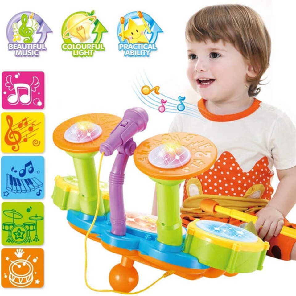 image 1 of Beginners Musical Table Top Drum Kit Play Set