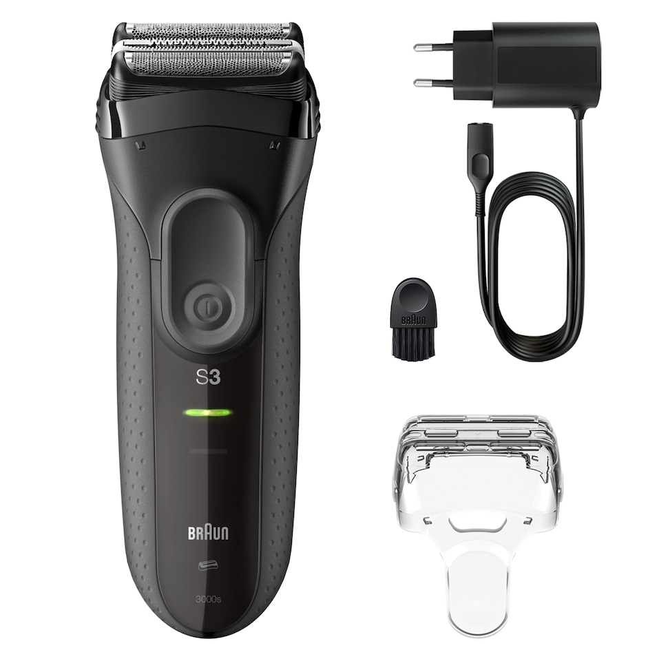 image 1 of Braun Series 3+ Electric Shaver, Dry, 3000S, Grey