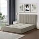image 3 of Evelynne Fabric 150cm Kingsize Ottoman Bed Frame with Storage - Light Brown