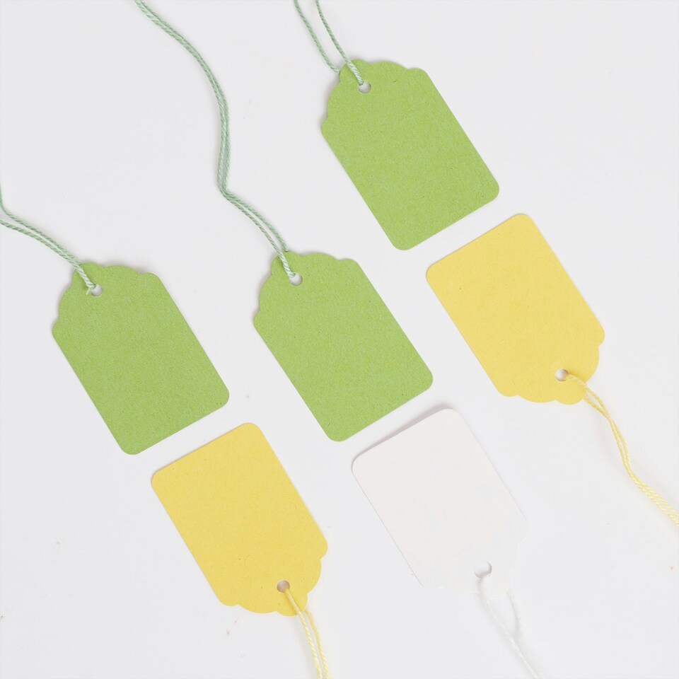 image 1 of Blick Tags Strung, 45mm x 28mm, Rectangular, Green, 1000 Labels