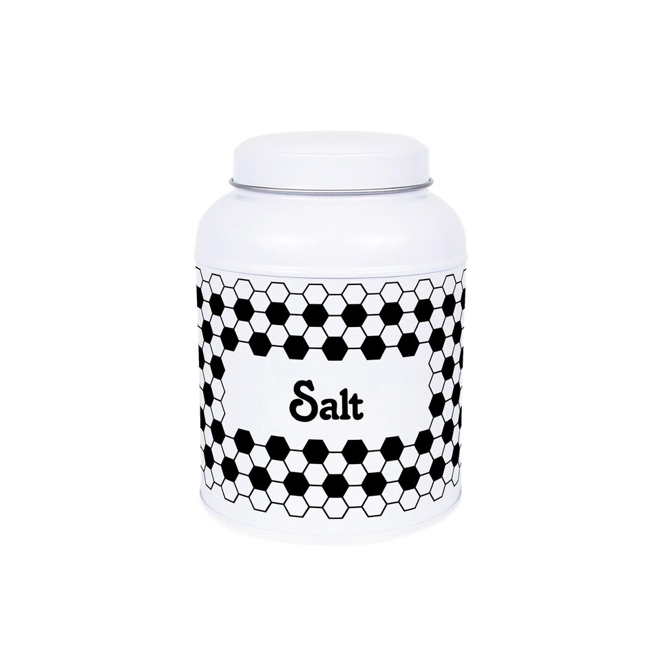 image 1 of Hexagon Tiles Salt & Peppercorn Canisters - Small Kitchen Seasoning Jars