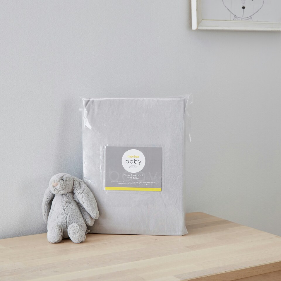 image 1 of Martex Baby Fitted Sheet Twin Pack - Cot Bed White | One Size