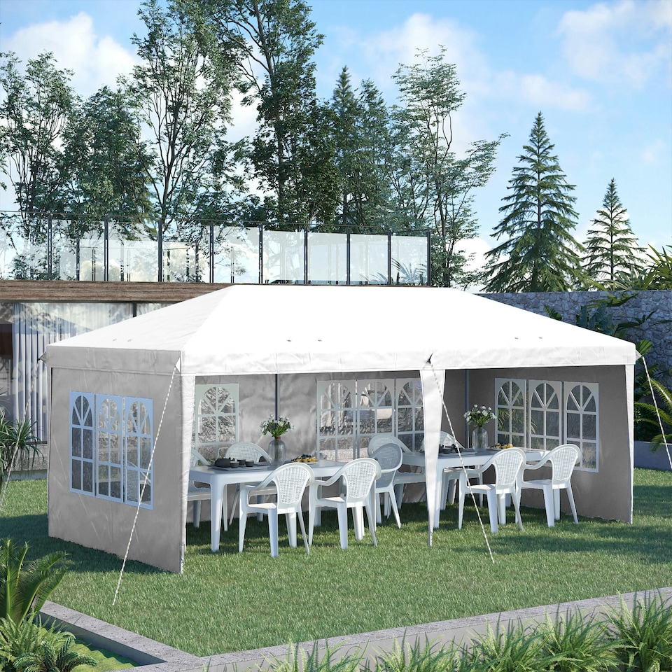 image 1 of Outsunny 3 x 6m Heavy Duty Gazebo Marquee Party Tent with Storage Bag Black