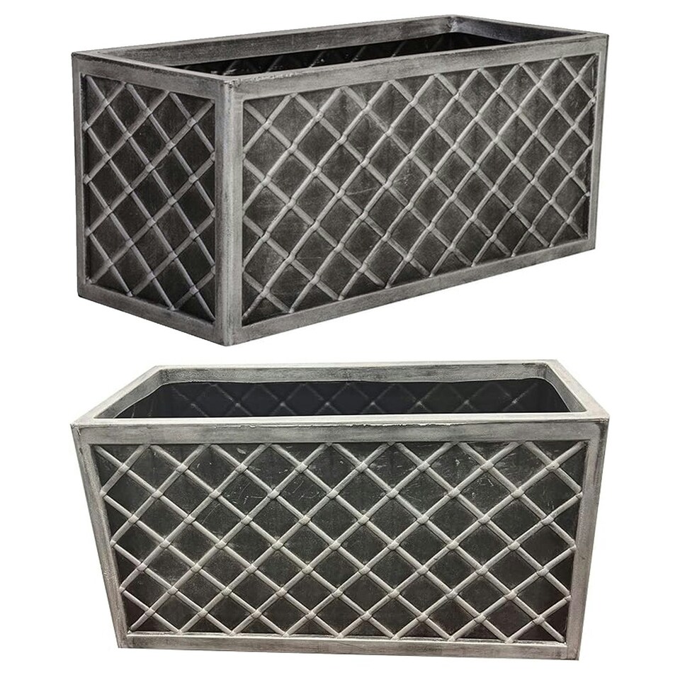 image 1 of 1 x Large Rectangular Lazio Effect Planter For Garden Indoor & Outdoor Patio Planters Pots Grey