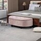 image 2 of HOMCOM Semi-Circle Ottoman Storage Bench, Bed End Bench, Tufted Upholstered Window Seat Footrest Stool with Rubberwood Legs for Bedroom & Entryway, 120 x 46 x 42 cm, Pink