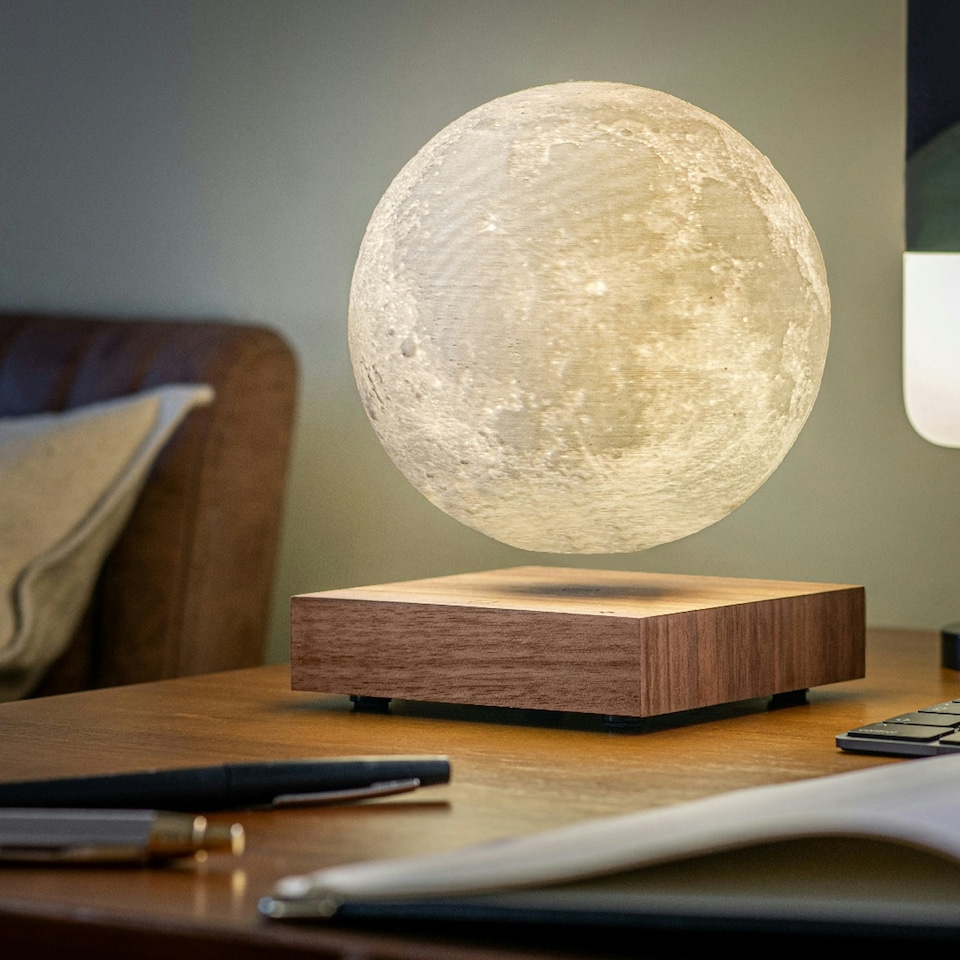 image 1 of Gingko Design Smart Moon Lamp Natural Walnut Wood
