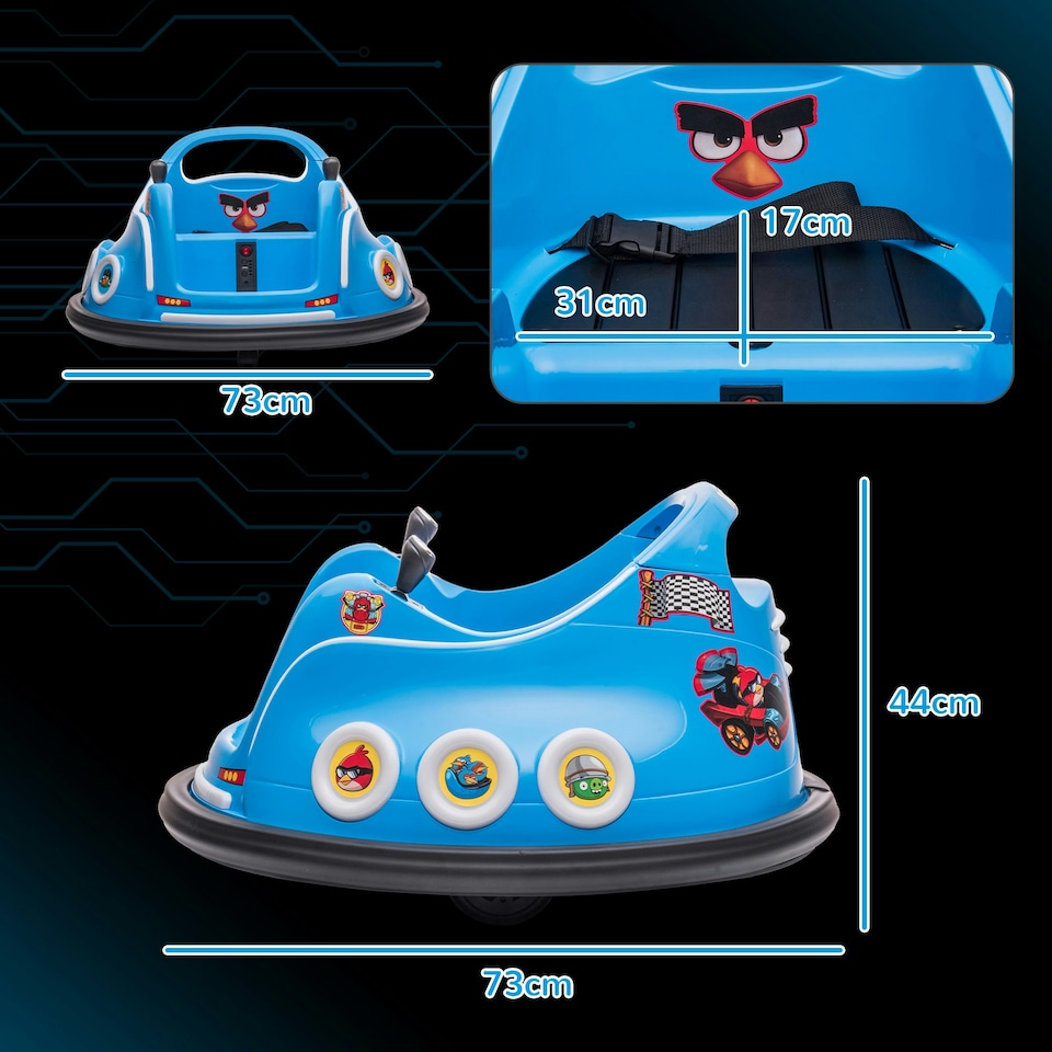 image 1 of AIYAPLAY Angry Bird Licensed Bumper Car for Kids w/ Joysticks - Blue