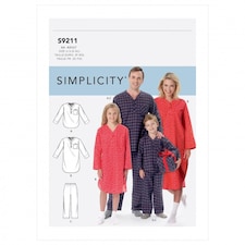 Simplicity 9211 Paper Sewing Pattern – Children’s, Teenagers’, Men’s & Women’s Pyjamas, Sizes Aa (S–M–L–XL), Easy