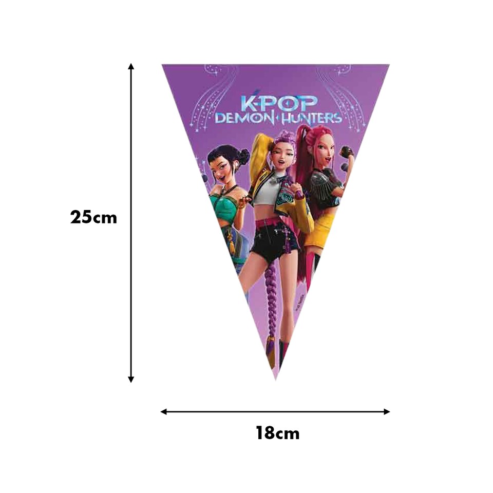 image 1 of K-Pop Demon Hunters Paper Triangle Flag Bunting Banner 2.3m