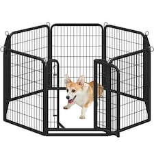 Yaheetech 8-Panel Metal Dog Playpen, 65 × 80 cm Black