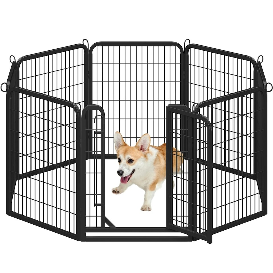 image 1 of Yaheetech 8-Panel Metal Dog Playpen, 65 × 80 cm Black