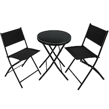 Garden Table and Chairs - 2 person bistro set, foldable, weather-resistant | Black | black | 45,50 x 58 x 81 cm | 1