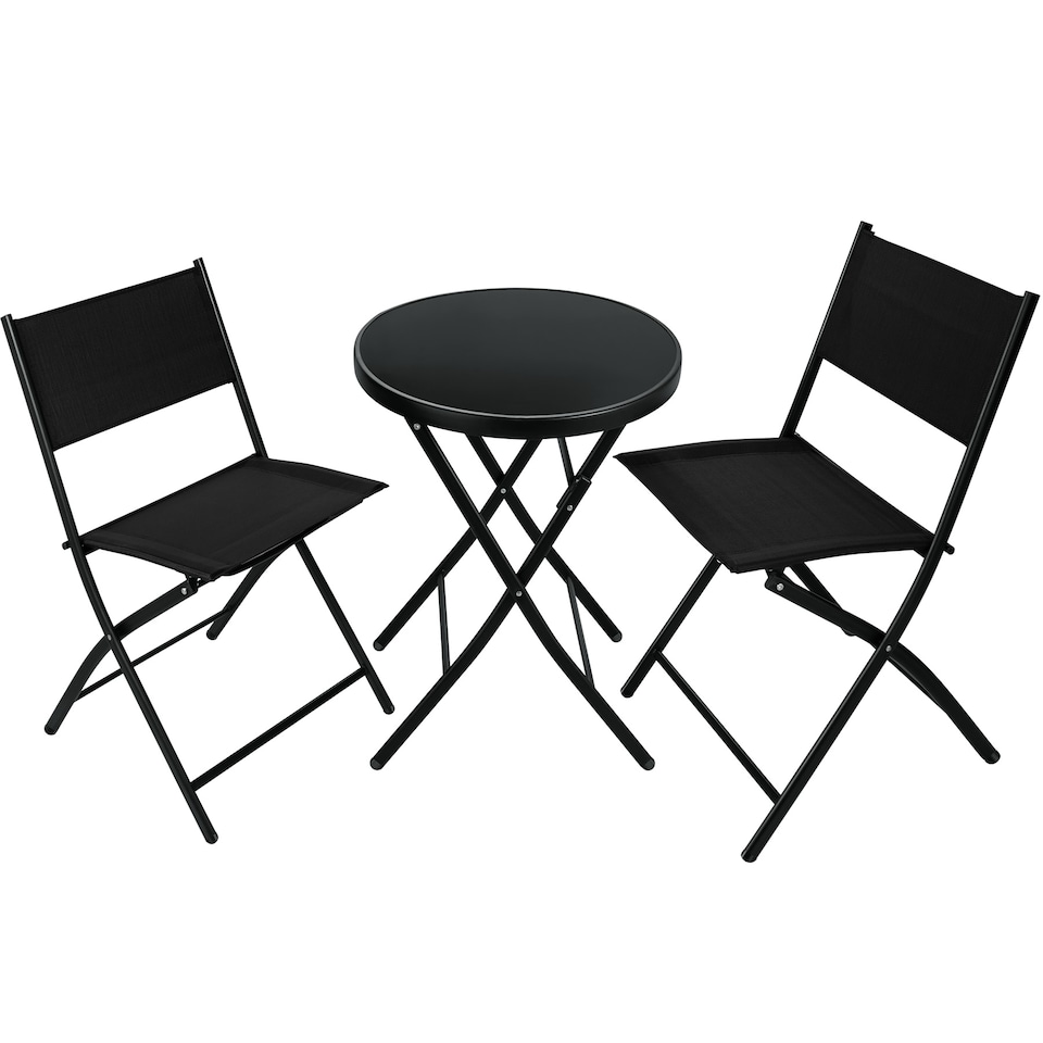 image 1 of Garden Table and Chairs - 2 person bistro set, foldable, weather-resistant | Black | black | 45,50 x 58 x 81 cm | 1