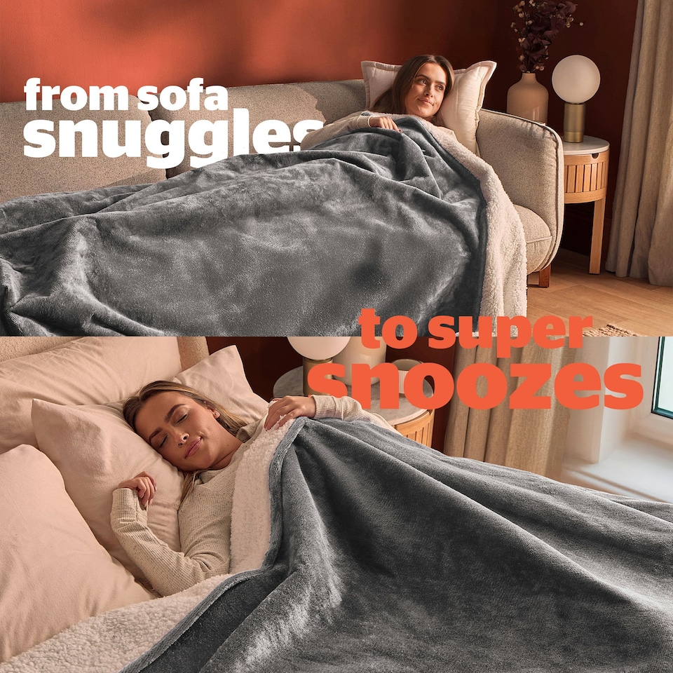 image 1 of Silentnight Heat Genie Self Heating Giant Blanket Grey | Charcoal