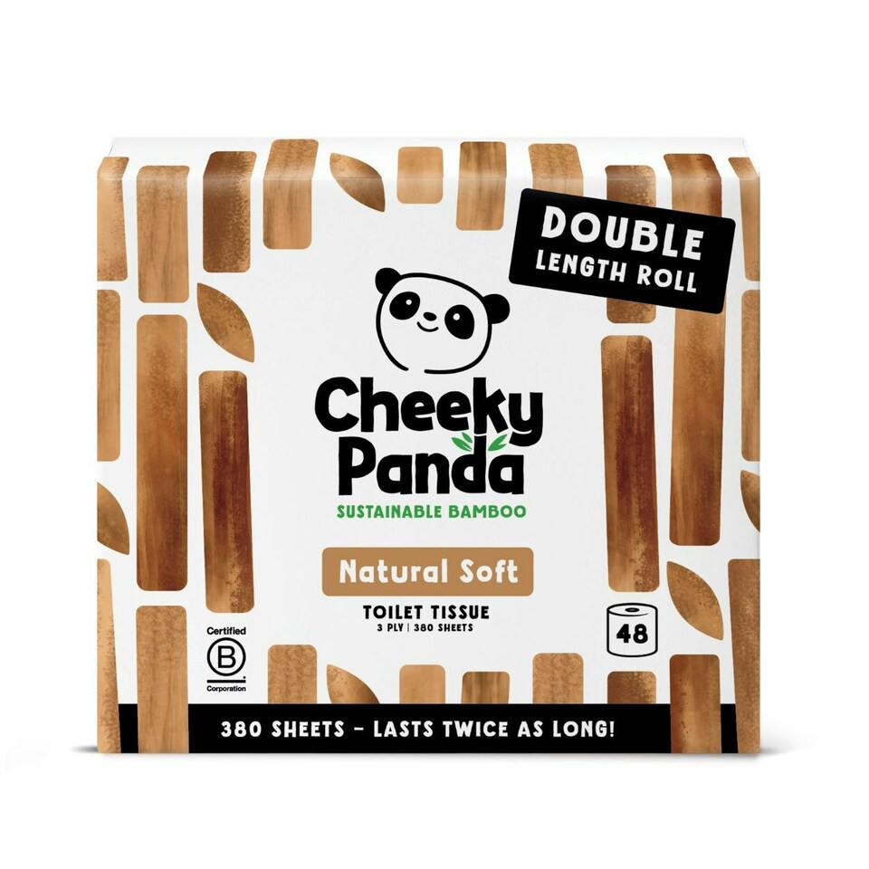 image 1 of Double-Length Natural Colour ("Unbleached") Bamboo Toilet Paper Brown | Size: 48 Rolls