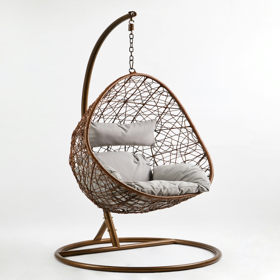 image 1 of Interiors by Premier Luxurious Brown Rattan Hanging Chair, Versatile Lounge Chair, Sturdy Bedroom Chair, Modern Garden Chair