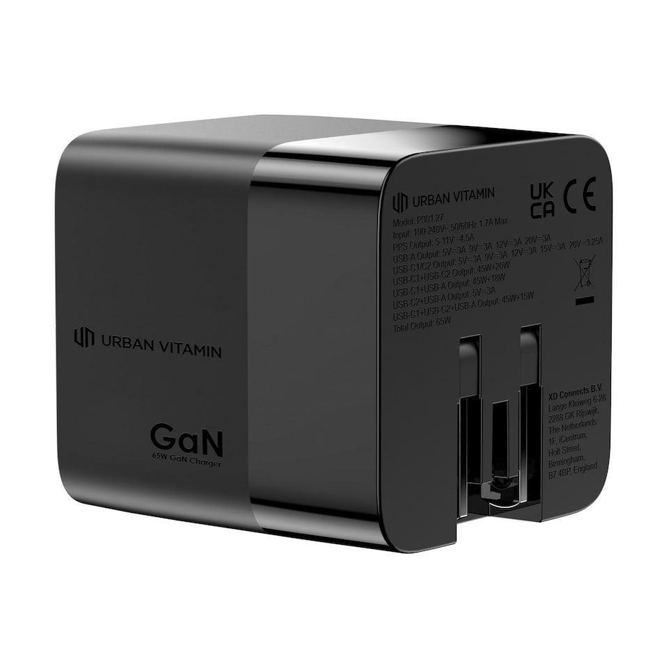 image 1 of Urban Vitamin Mendocino Retractable Connector Cable (UK Plug) | Black | Black | 1