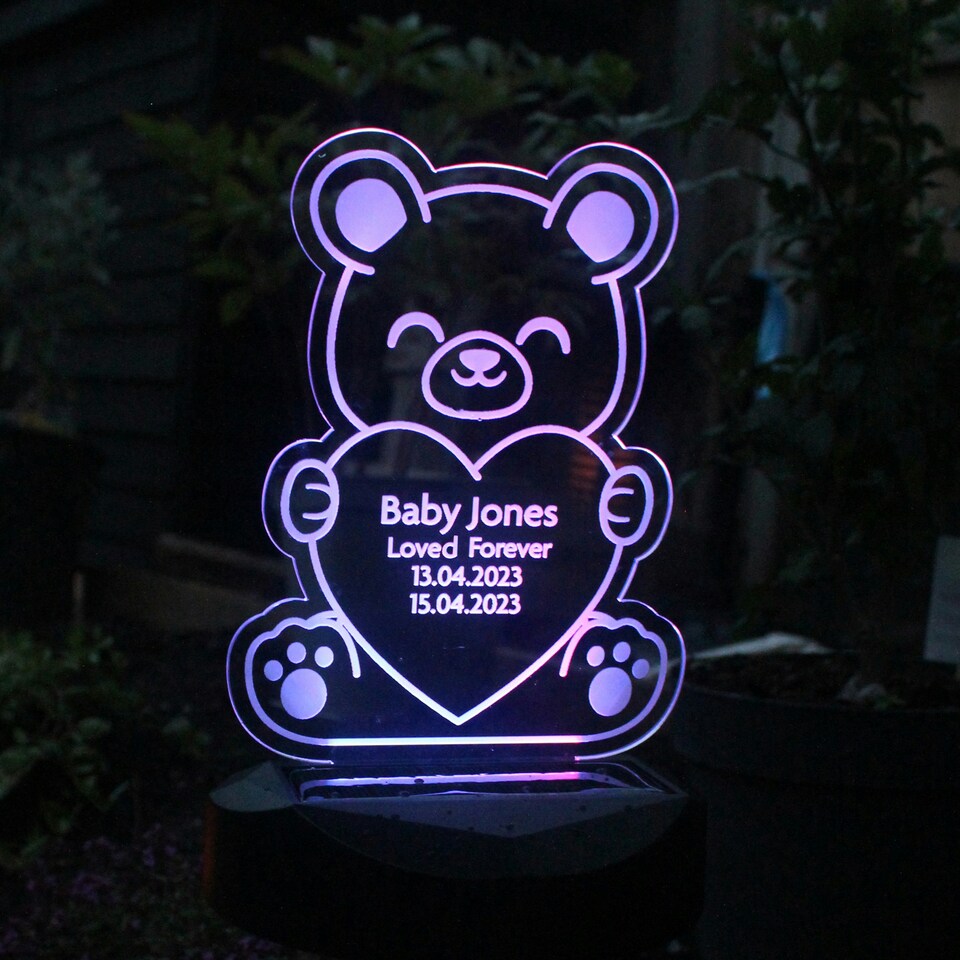 image 1 of Personalised Bear Memorial Outdoor Solar Light