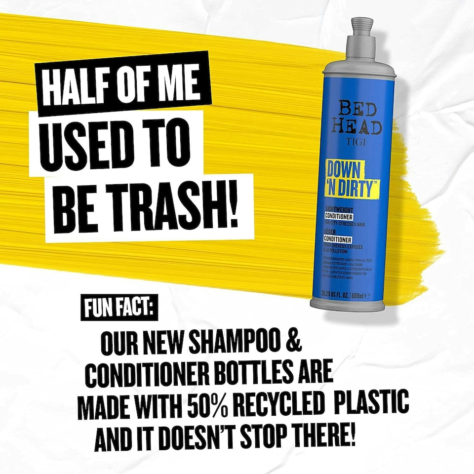 image 1 of Bed Head by TIGI Down N' Dirty Lightweight Conditioner For Detox & Repair, 2x600ml