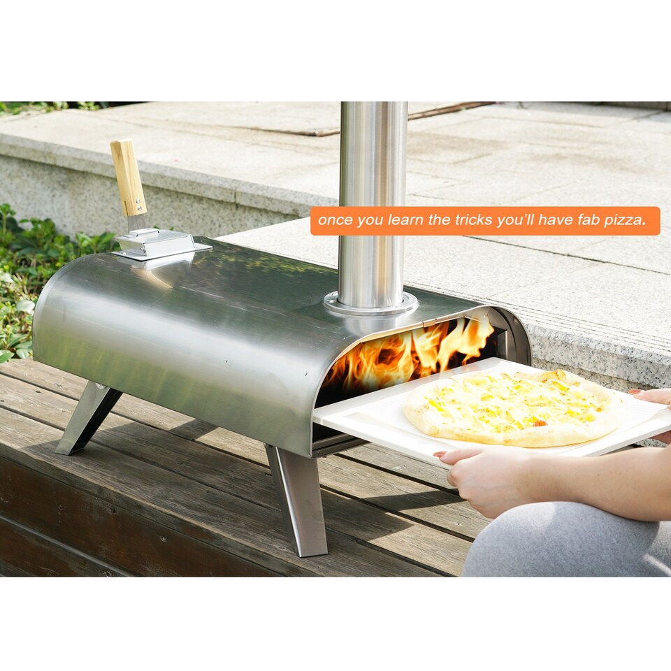 image 1 of Gr8 Garden Pizza Oven Portable 12 inch Wood Pellet BBQ Stainless Steel Outdoor Grill Cooker