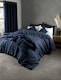 image 4 of Martex Linen Pillowcase Pair Navy Blue Blue | Blue