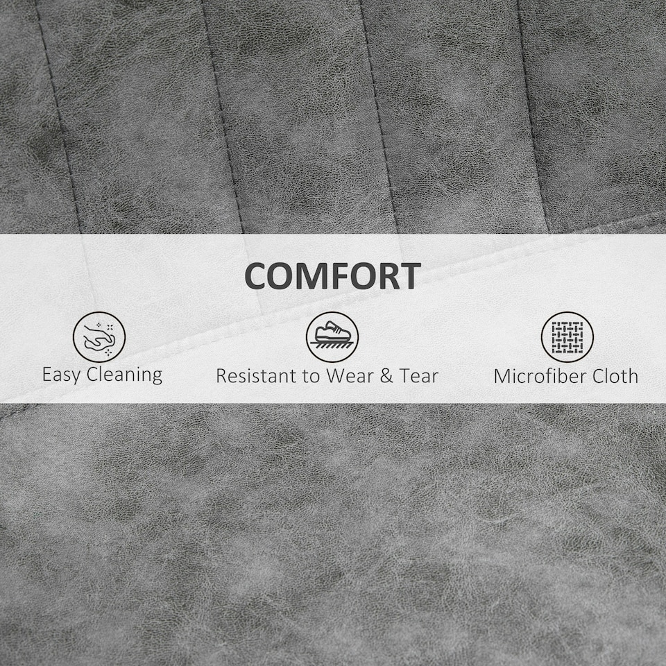 image 1 of HOMCOM Set Of 2 Microfibre Retro Tub Bar Stools Metal Frame Footrest Seat Grey