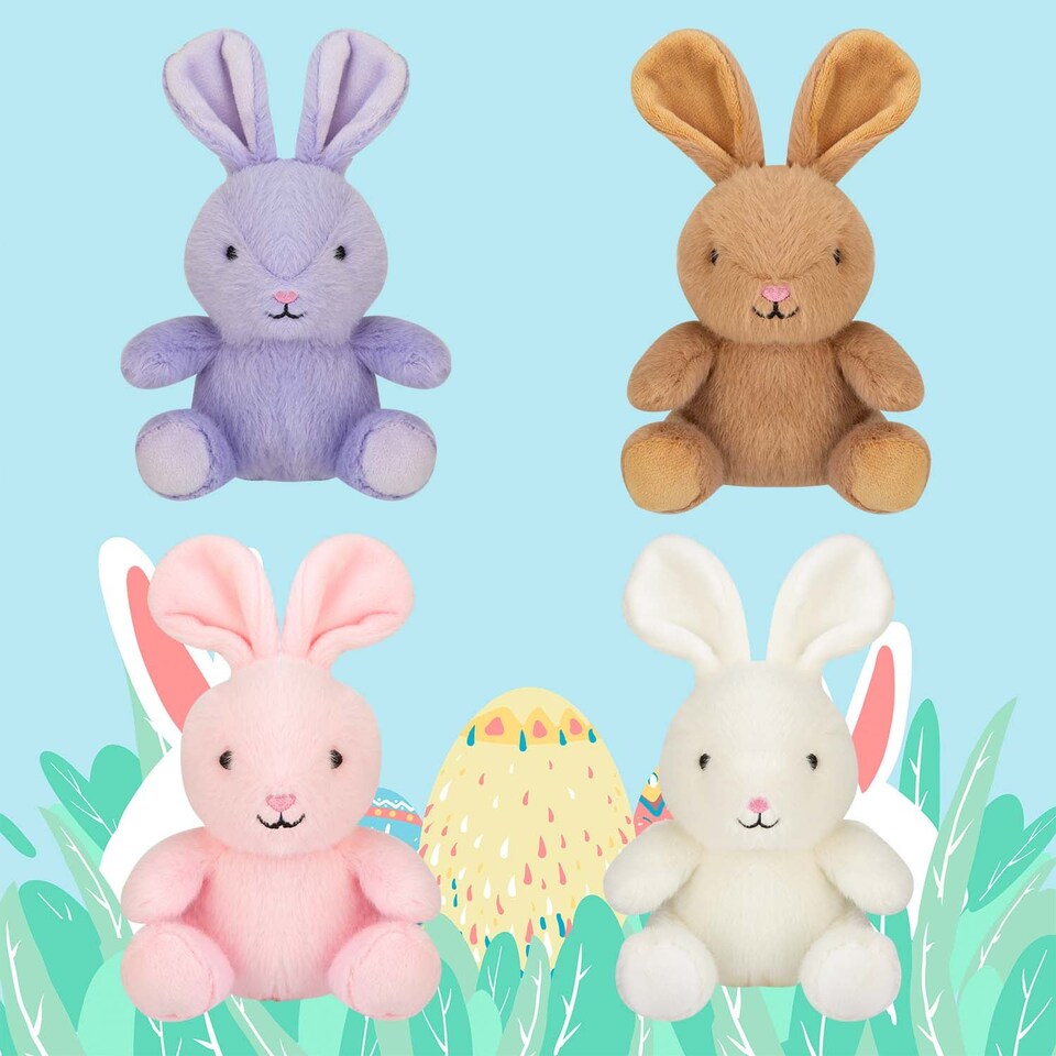 image 1 of vfm-estore Easter Bunny Soft Toy Pack of 4 - 19cm x 11cm Multicolour