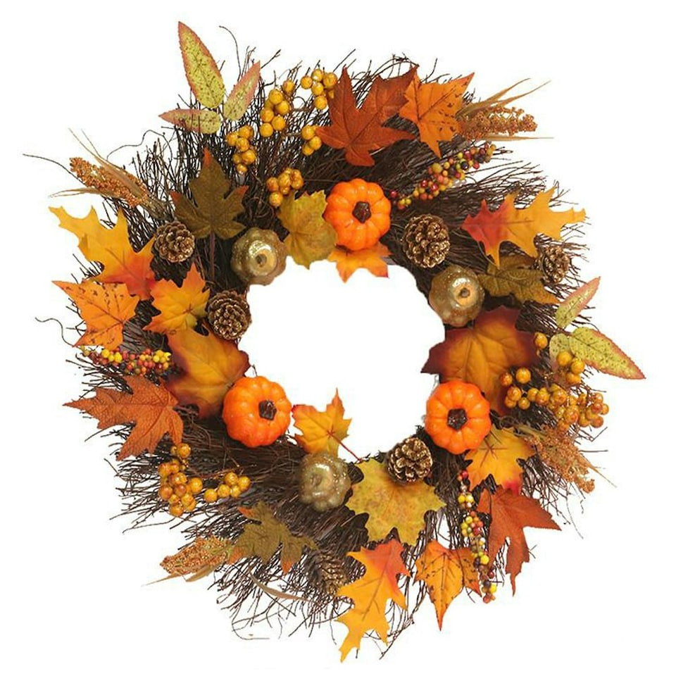image 1 of Living and Home Artificial Autumn Halloween Prelit Wreath Decorations