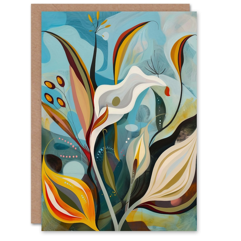 image 1 of Abstract Lily Flowers Bloom Colourful Spring Her Birthday Card