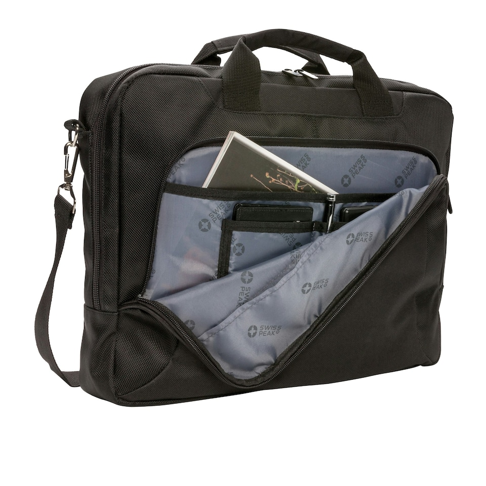image 1 of Swiss Peak Deluxe Laptop Bag - Black - One Size | Black