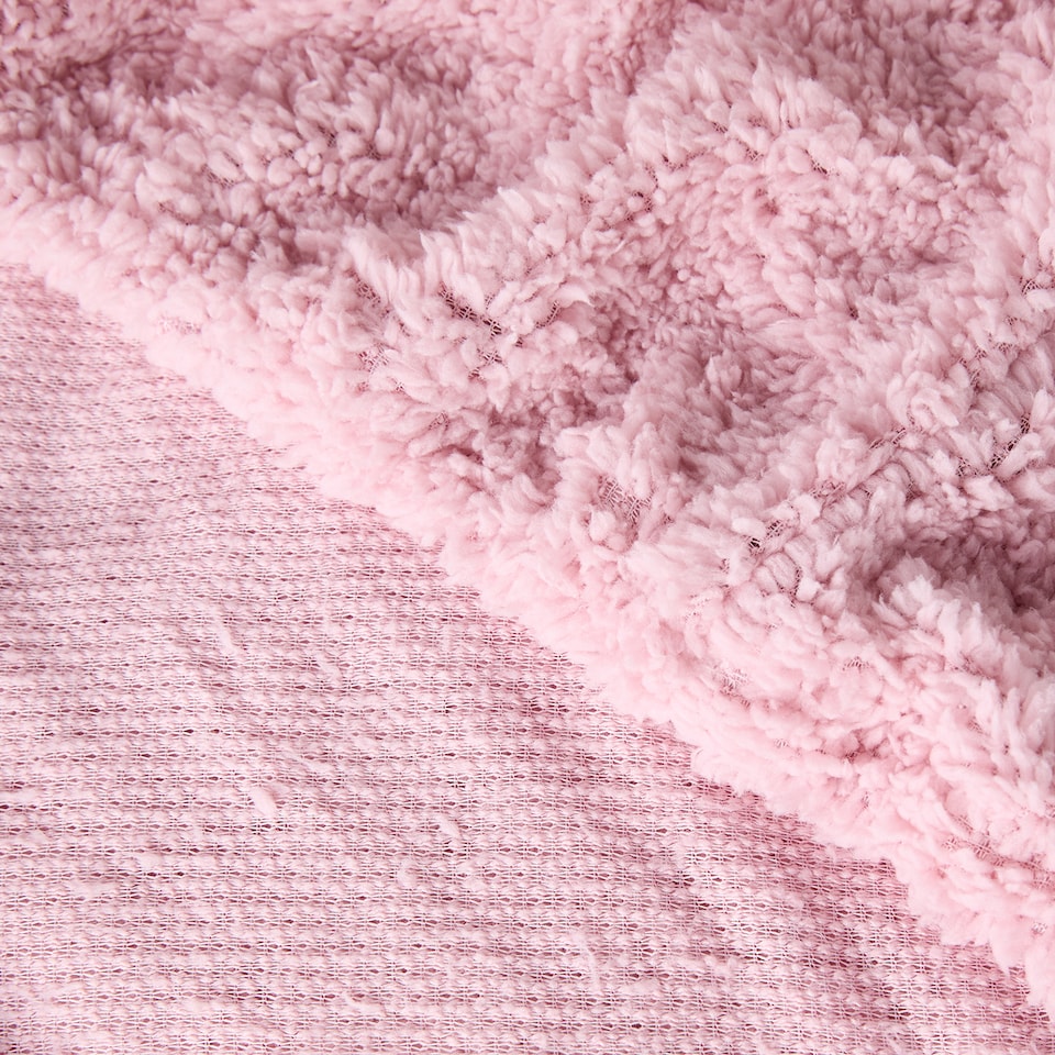 image 1 of OHS 25cm Deep Fitted Soft Teddy Fleece Thermal Warm Bed Sheet, King - Blush Pink