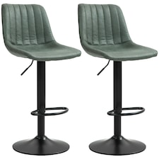 HOMCOM Bar Stools Set of 2 Adjustable Swivel Bar Chairs with Backrest Blue