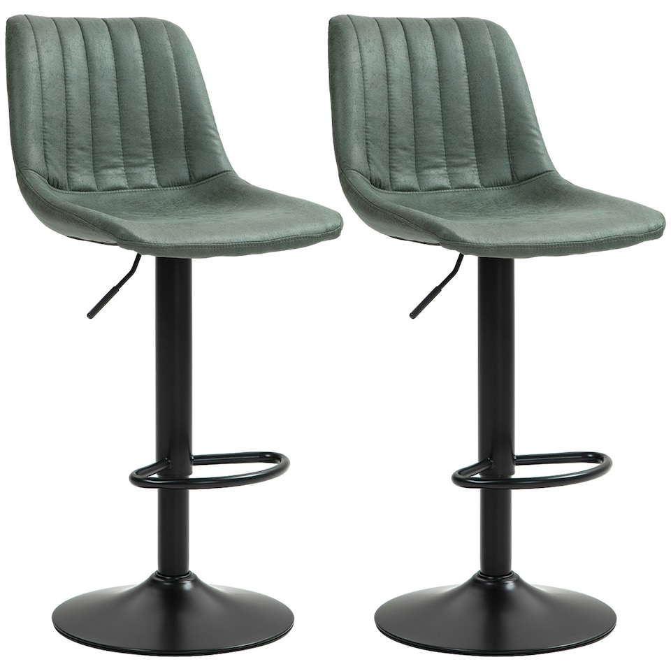 image 1 of HOMCOM Bar Stools Set of 2 Adjustable Swivel Bar Chairs with Backrest Blue