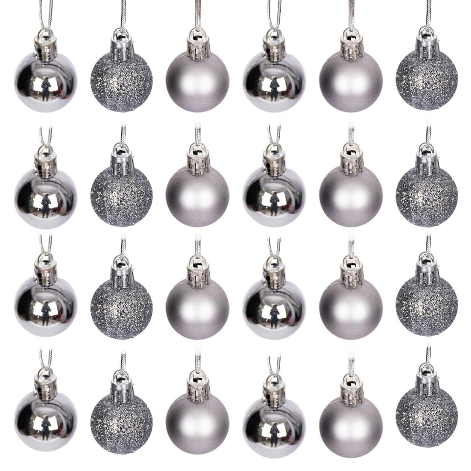 image 1 of 12 Mid Grey Baubles 3cm PVC Set