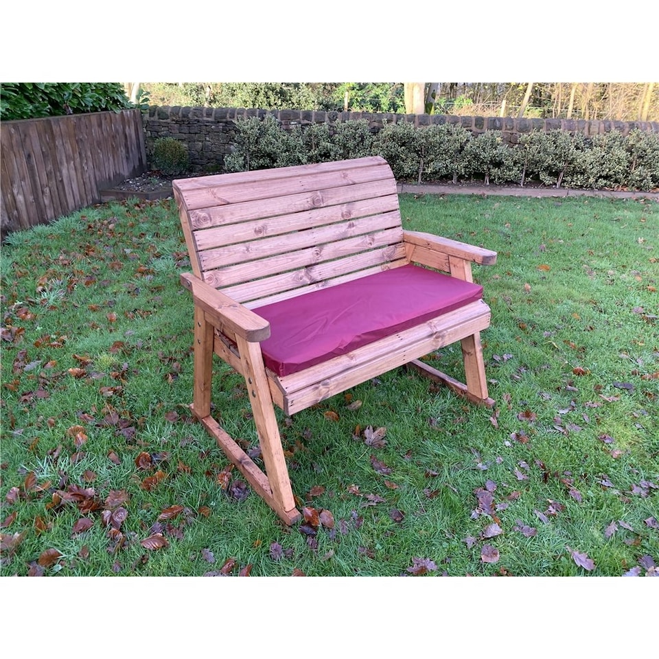 image 1 of Deluxe Rocker Bench With 1 x Bench Cushion Burgundy, 1 x Scatter Cushion Burgundy, 1 x Standard Cover