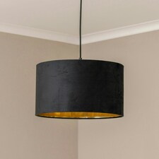 ValueLights Reni Medium Black Velvet Gold Inner Lamp Shade & Bulb Black