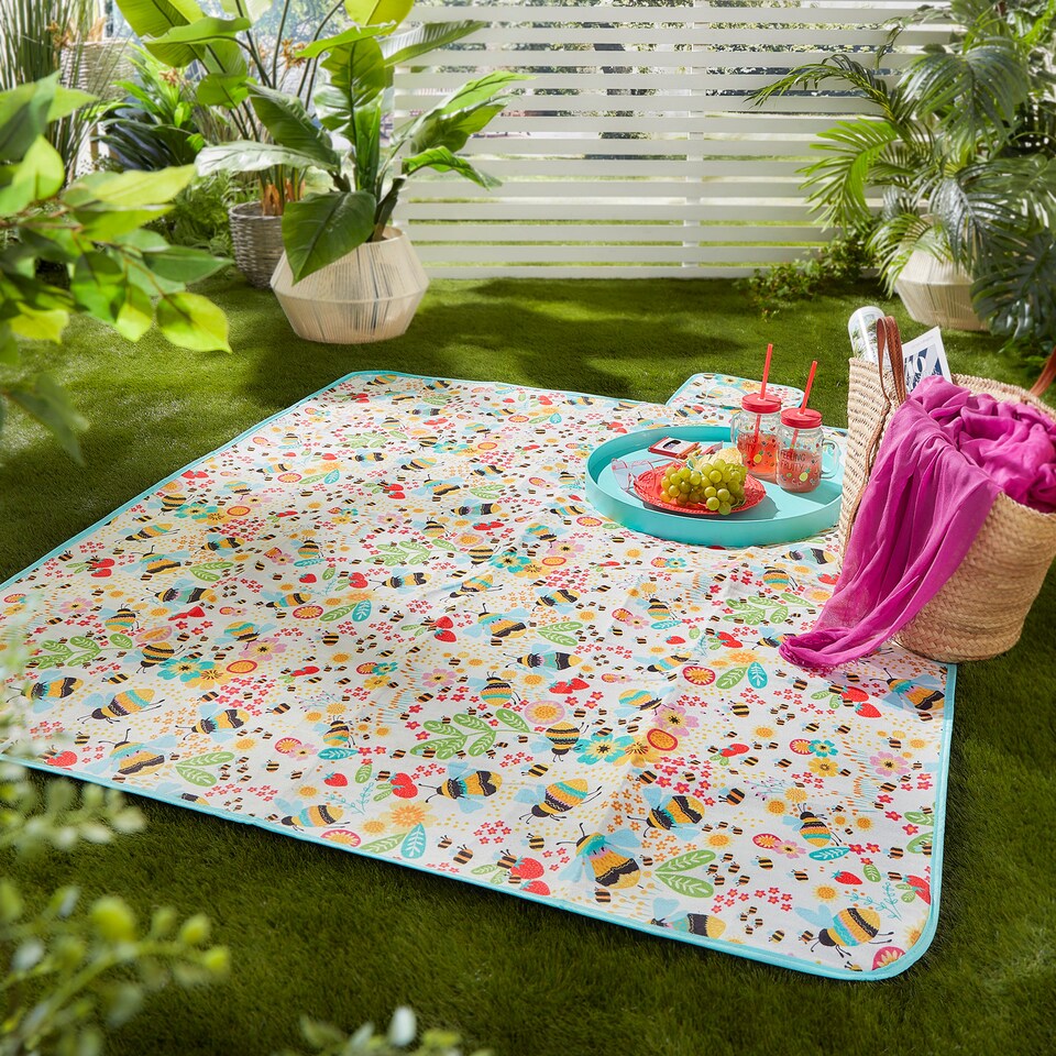 image 1 of Fusion Buzzy Bee Outdoor Picnic Blanket Ochre