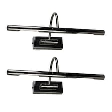 ValueLights Pair Of Modern Adjustable Black Chrome Twin Picture Wall Lights Black