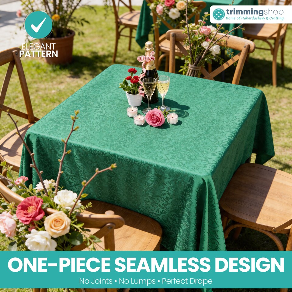 image 1 of Square Damask Table Cloth, Soft Washable Table Cover - 90" x 90"