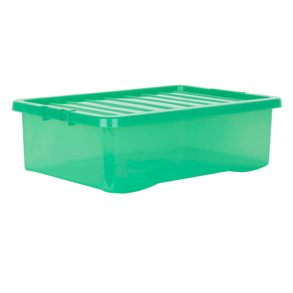 image 1 of Wham Crystal 5 x 32L Stackable Plastic Storage Boxes with Lids Green